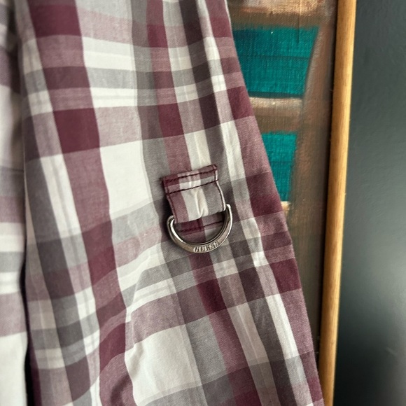Guess Maroon and White Plaid Casual Shirt XL Embroidered - Picture 4 of 16
